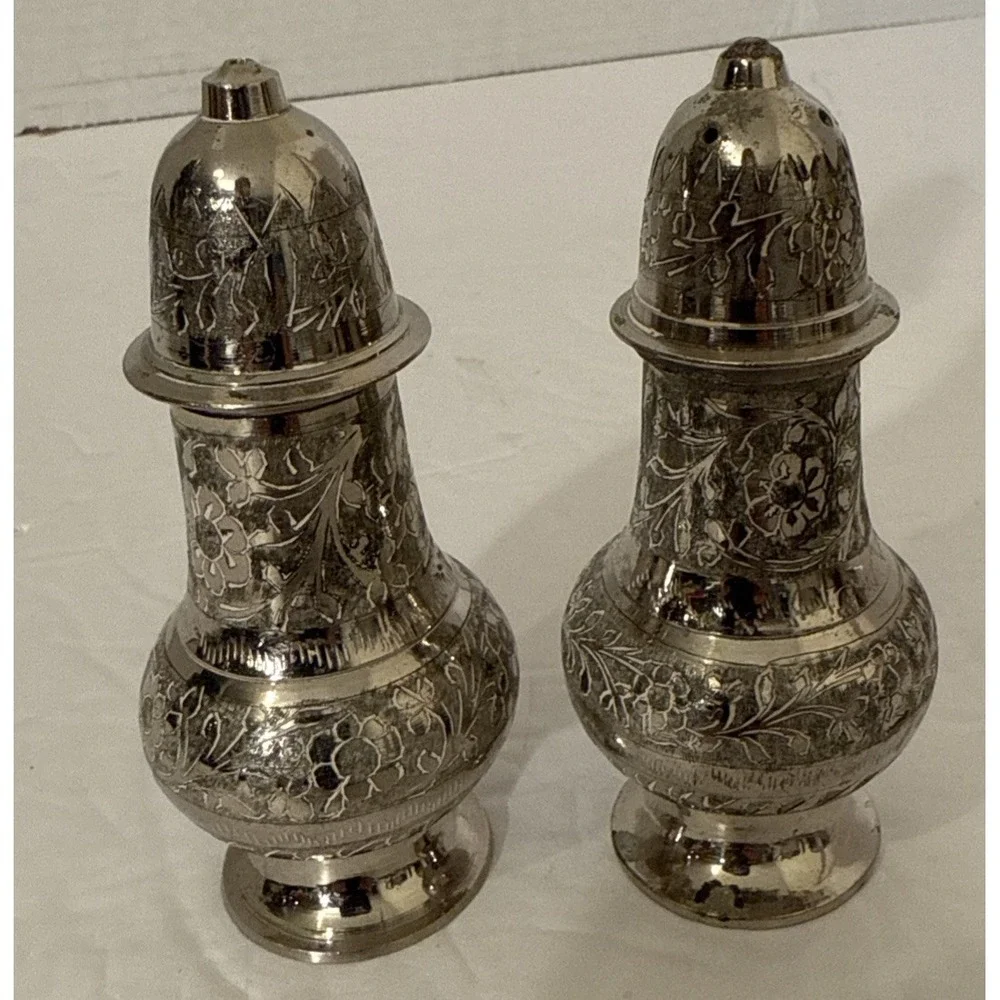 Vintage Etched Silver Plated 4